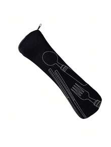 Thermal Bag, Insulated Bag With The "Four Cups Of Coffee" Pattern Paired With A Black Cutlery Storage Bag, A Double Pocket Lunch Box Bag, Large Capacity, Student Meal Insulated Refrigerated Bag, Portable Travel Picnic Bag, Office School Lunch Bag Insulated Lunch Box, Work Lunch Box, Work Office Holiday Lunch Box, And Multi-Functional Camping School Lunch Box For Both Men And Women