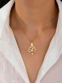 1 Pc Minimalist Christmas Tree Pendant Necklace, Holiday Festive Xmas Jewelry Gift For Women&Girls