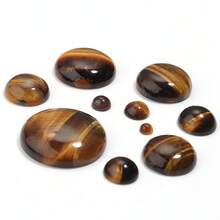 5-10 Peças/Pacote Cabochões de Pedra Preciosa Olho de Tigre Natural, Opções de Tamanhos Variados, Pedras Decorativas de Jóias Feitas à Mão Vintage Amarelas, Adequadas para Colar, Anel, Pulseira, Fabricação de Jóias - Pedra Olho de Tigre Amarelo - Visão 7