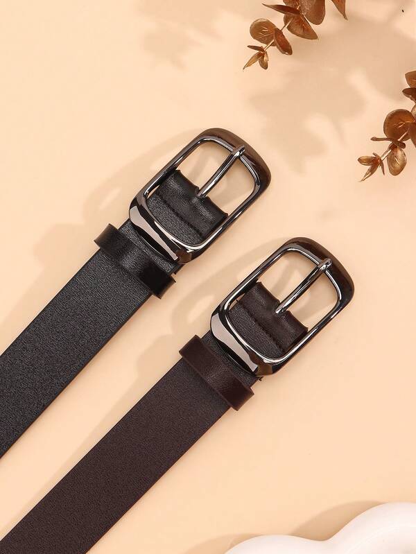 2 Stück minimalistische, modische, elegante Ovale Schnalle Damen PU Leder Gürtel, 2,8 cm breit, geeignet für den täglichen Gebrauch, Feste, Muttertags Geschenk