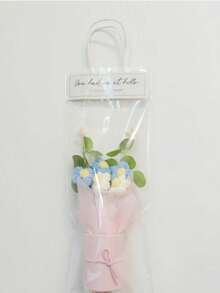 1 件手工编织多彩羊毛马卡龙花束，桉树叶花束，装在抱抱桶里，适合居家及户外装饰，礼品袋适合见面时赠送给亲朋好友，母亲节纪念礼物，情人节礼物，节日派对用品