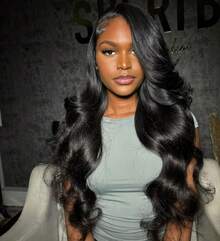 bling hair 13x6 Body Wave Lace Front Wigs Human Hair Pre Plucked With Baby Hair 200% Density 13x4 4x4 Transparent Lace Front Wigs Human Hair Brazilian Body Wave Transparent Lace Frontal Wigs Human Hair For Women 34 Inch - Natural Black - 查看 1
