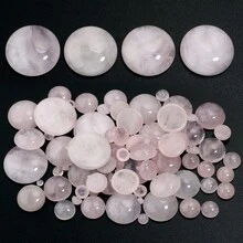 5-10pcs/Pack Natural Rose Quartz Cabochons, Multi-Size Gemstone Cabochons, Vintage Elegant Pink DIY Jewelry Making Supplies, Suitable For Necklace, Ring, Bracelet, Jewelry Decoration - Rose Quartz - View 2