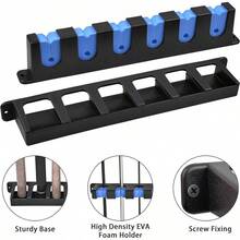 Soporte Horizontal para Cañas de Pescar, Estante de Almacenamiento Para Caña de Pescar de Pared, 6 Agujeros, Adecuado Para Almacenamiento Cañas Pescar, Interior, Cochera, Barcos Pesca (Azul) - Azul - Ver 3