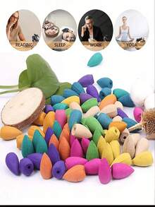 60/120pcs Backflow Fragrance Grains, Flow Cloud Tower Fragrance Grains, Indoor Aromatherapy, Sandalwood, Agarwood, Floral Fragrance Grains, Incense Bulk Manufacturers Wholesale - Multicolor - View 4