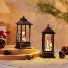 1pc Plastic LED Lighting Vintage Gazebo, Christmas Decor Ornament, Santa Claus, Snowman, Christmas Tree, Christmas Tree Hanging Ornament