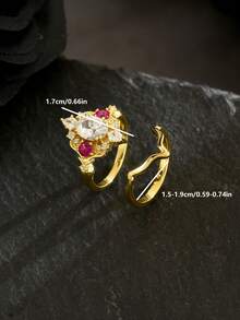 2pcs/Set Elegant Zirconia Horse Eye Stackable Engagement Wedding Party Rings For Women