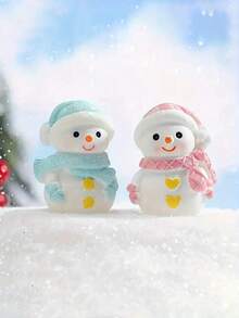 2 pièces/1 pièce Petits bonhommes de neige mignons décoratifs pour Noël, produits de décoration de table en résine, convient pour la décoration de Noël, le salon et la chambre à coucher, cadeaux de Noël, arrangement d'ambiance festive, le meilleur choix pour offrir des cadeaux