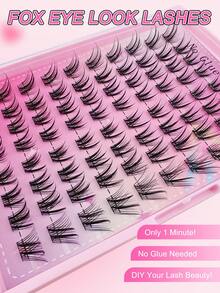 80pcs C-Curl Self-Adhesive False Eyelash Clusters, Natural Cartoon Style Cat Eye Makeup Effect, Invisible Glue Single Strand Faux Mink Lashes, Long-Lasting No Sticky Residue Pre-Glued Eyelashes - C - Xem 6