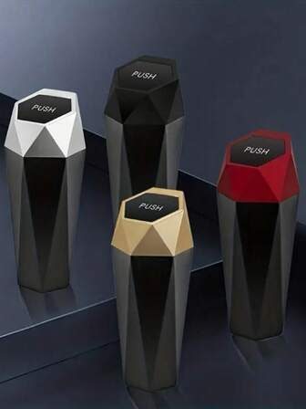 1pc Car Trash Can, Storage Box, Storage Box, Car Trash Can, Trash Can, Dust Box, Leak-Proof Trash Can, Creative Press Design, Easy To Clean, Suitable For All Car Models, Storage And Garage Accessories