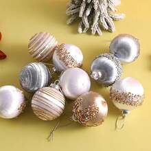 12 pièces - Boules de Noël en soie de 6 cm, décoration de pendentif pour sapin de Noël, boules de Noël de luxe rétro à suspendre, décoration de maison pour Noël, convient pour la décoration de Noël, mariage, fête (Champagne) Décorations de Noël, décoration de pièce, hiver