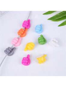 10pcs Thumb Hook Hub, Creative And Cute Data Cable Storage And Cable Organizer, Desktop Tidy-Up, Thumb Sticky Hook
