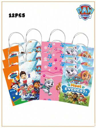  12 piezas Bolsas de regalo de fiesta de Paw Patrol, adecuadas para el transporte diario y para regalar, pueden contener regalos, monederos, artículos de papelería, artículos pequeños, utilizables durante todo el año como bolsas de regalo para dar a amigos y familiares