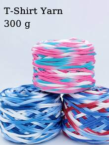 2/1 pieza Hilo de camiseta degradado, grande 300g/unidad - 2cm de ancho, hilo tejido de punto, suave y versátil para manualidades DIY, usado para ganchillo y tejido de bolsos, cojines, muñecas, mantas de almacenamiento, zapatillas, proyectos de ganchillo artesanal, disponible en múltiples colores, hilo multicolor, hilo de poliéster, hilo acrílico, hilo de ganchillo, hilo para manualidades, bolas de hilo vibrante, material de manualidades versátil, accesorios y suministros de tejido