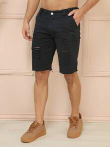 Kit 2 Men's Bermuda Shorts Destroyed Washes - Black and White - View 2