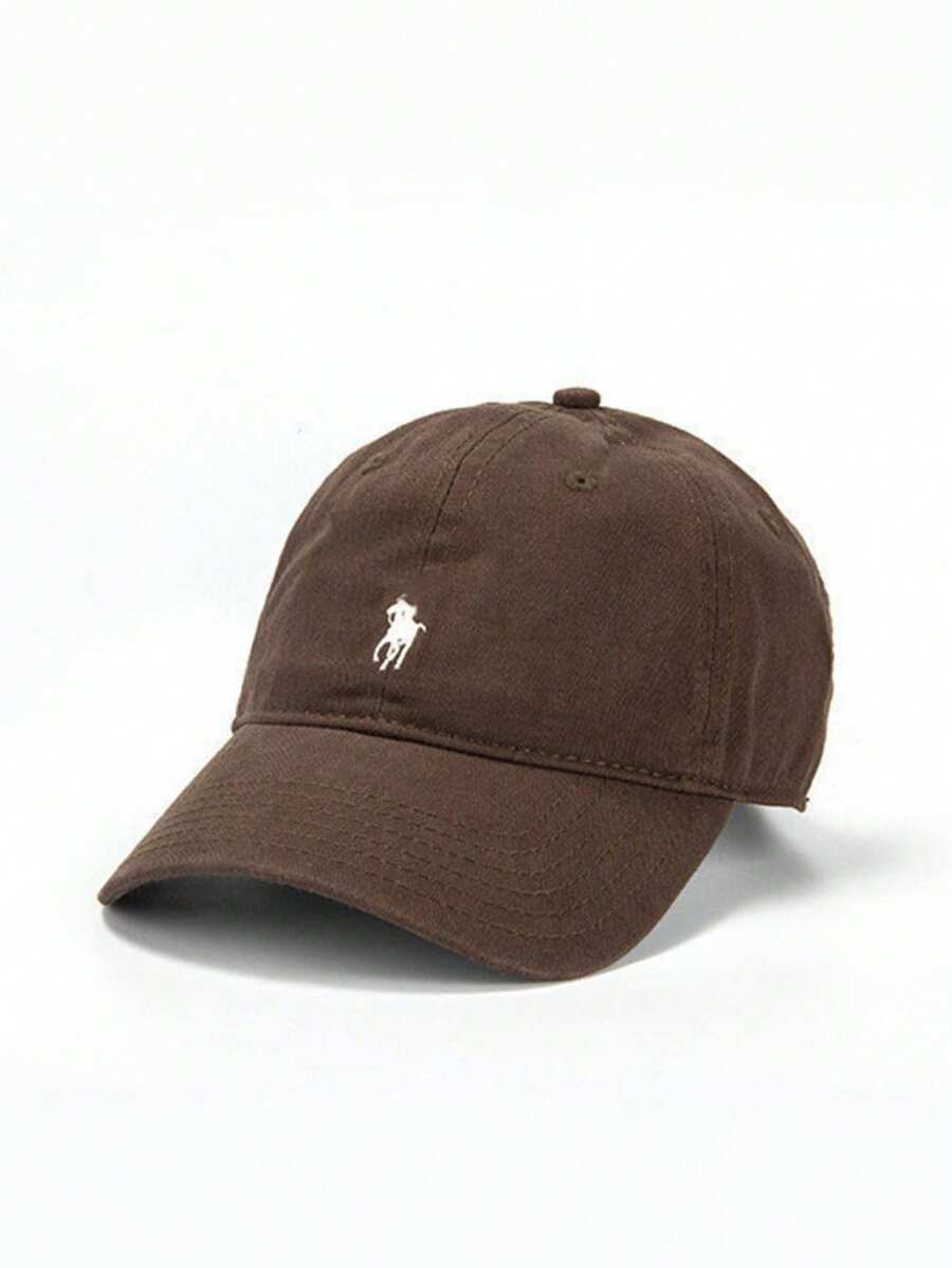 Small Embroidered Cap, Fashionable, Washed, Duck Tongue Style, Outdoor Sunscreen - Coffee Brown - View 1