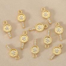 10 Exquisite DIY Copper And Zirconium Alloy Accessories With 18K Plating In Various Designs Such As Stars, Keys, And Animals, Suitable For Making Pendants For Any Jewellery.