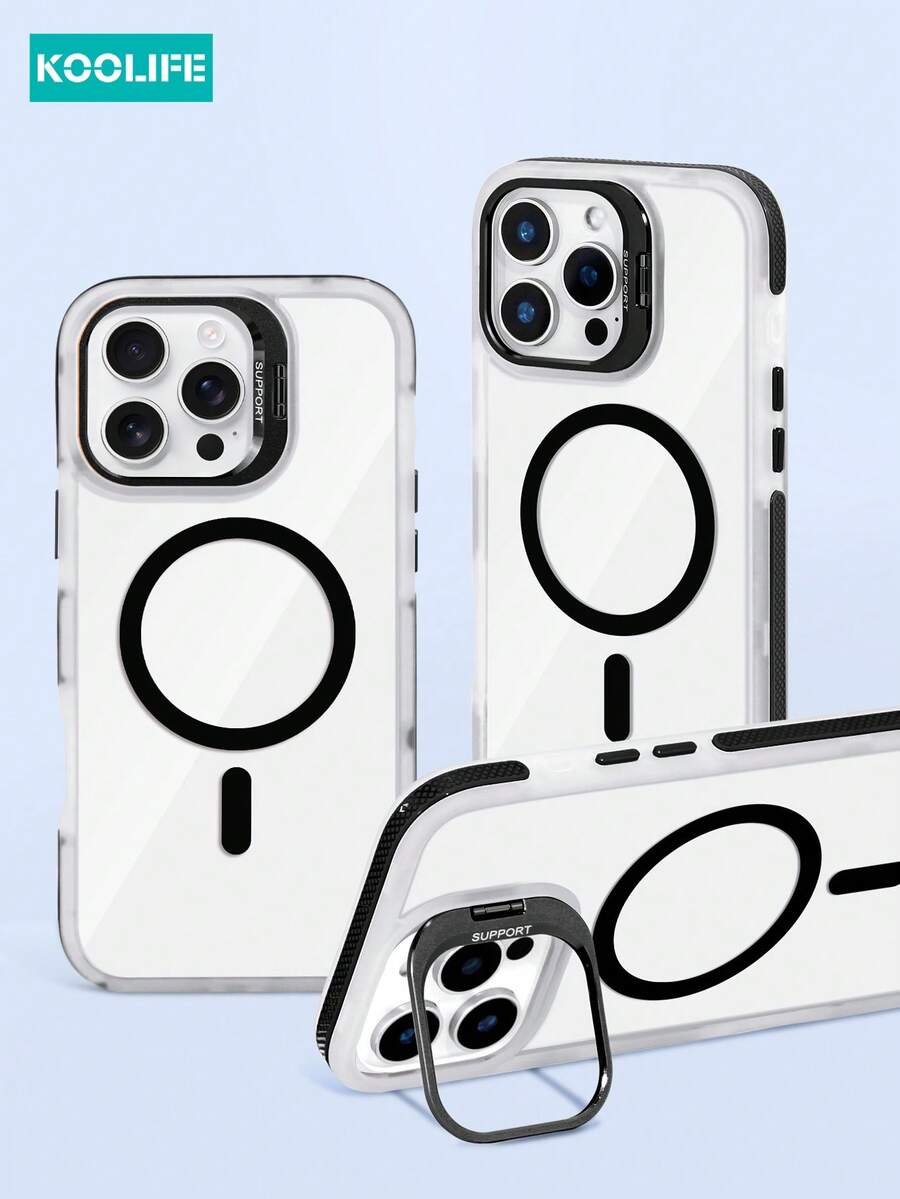 Koolife 1 件金属镜头框架磁吸手机壳，高透明背板，防摔气囊全覆盖保护，防滑 PC+TPU 材质，独立按键，适用于 13/13 Pro/13 Pro Max/14/14 Pro/14 Pro Max/15/15 Plus/15 Pro/15 Pro Max/16/16 Plus/16 Pro/16 Pro Max/16e/17/17 Pro Max/Air - 黑色 - 查看 1