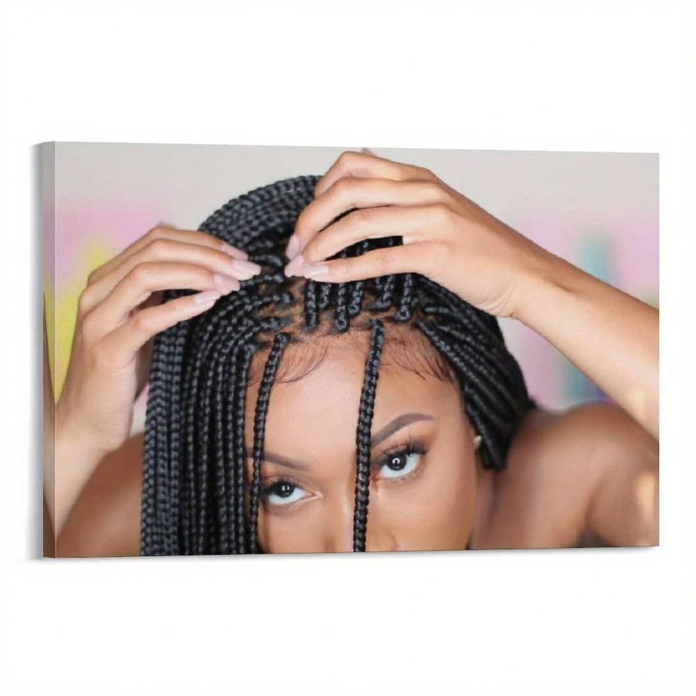 1pc African American Hair Braiding Wall Art Canvas Print - Empowering Beauty Salon Decor For Living Room, Bedroom, Or Beauty Studio - Modern Aesthetic Home Artwork - 彩色 - 查看 1