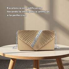 Nuevo bolso de fiesta de tela con incrustaciones de diamantes, bolsa de hombro y bandolera para mujer, diseño moderno, bolso de mano para fiestas, con cadena plateada, primera opción para regalos, múltiples colores disponibles - Dorado - Ver 3