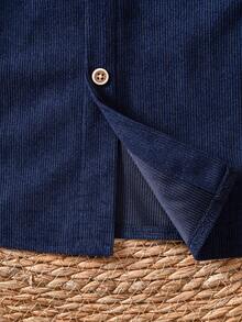 男童时尚街头休闲海军蓝灯芯绒长袖外套 - 寶藍色 - 查看 8