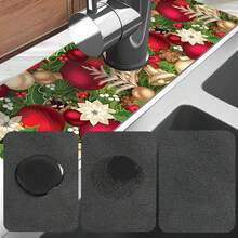 1 Stück Weihnachts-Motiv Diatom Schlamm Wasserhahn Absorbent Pad - Weihnachtsglocke rutschfest, feuchtigkeitsbeständig und spritzwassergeschützt, geeignet für Küchen- und Badezimmer-Arbeitsflächen.