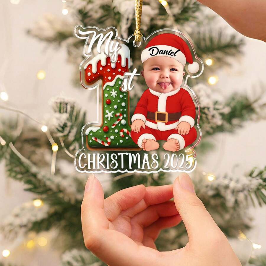 Personalized Baby Photo Ornament: First Christmas Keepsake,Christmas Gift,Christmas Ornaments.,Office Decor,Elegant Living