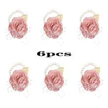 Corsage de poignet élégant pour demoiselle d'honneur - Rose/Rouge, parfait pour les mariages et les fêtes