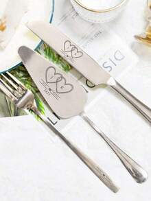 3pcs Customizable Stainless Steel Cake Cutter Set, Engraved, Suitable For Wedding, Birthday, Anniversary, Graduation, Bachelor Party, Wedding Favors, Multi-Functional - Multicolor - View 6