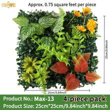 4pcs (3 Sq Ft Total) Premium Artificial Plant Art Decorative Wall Panels, With Realistic Agave, Fern, Palm Leaves And Flowers, Lifelike Leaf And Floral Textures - Indoor/Outdoor Grass, Home Wall Decor, UV-Resistant Durable Plastic, Maintenance-Free Fake Plants, Suitable For Home, Office, Commercial Year-Round Decoration, Outdoor Artificial Greenery And Flowers