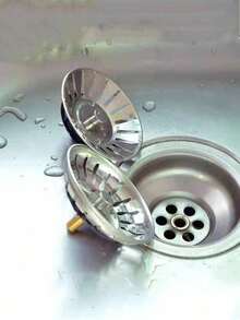 2pcs - Kitchen Sink Strainer And Stopper Combo Replacement Basket Fits Standard Drain, Stainless Steel Basket With Plastic Knob, Rubber Stopper Bottom Kitchen Items Kitchen Accessories Kitchen Tools