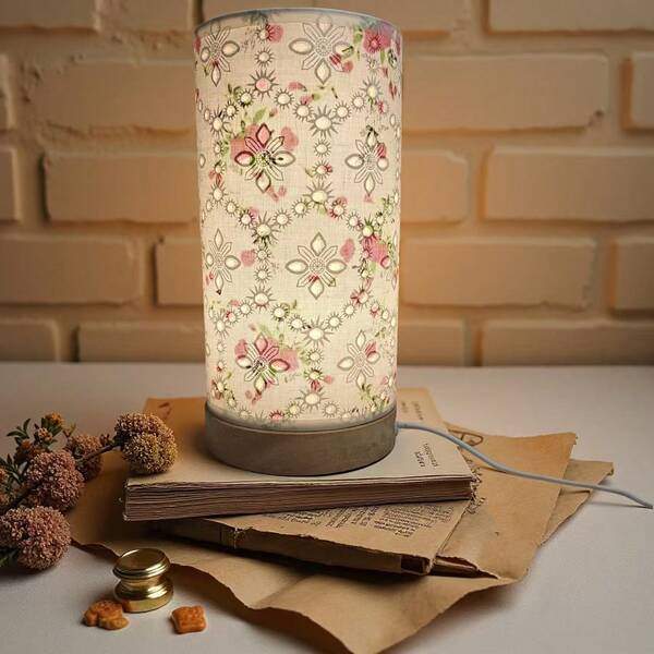 1 Peça Abajur de Tecido Floral Alimentado por USB, Ajuste de Cor e Brilho, Adequado para Quarto, Sala de Estar, Escritório, Dormitório, Banheiro, Cria Facilmente o Ambiente Desejado, Ótimo Presente