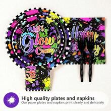 96 Pcs Neon Birthday Party Supplies 350 GSM Colorful Graffiti Paper Plates And Napkins Tableware Sets Glow In The Dark Decorations Favors For Baby Shower Rainbow Birthday Party Serves 24