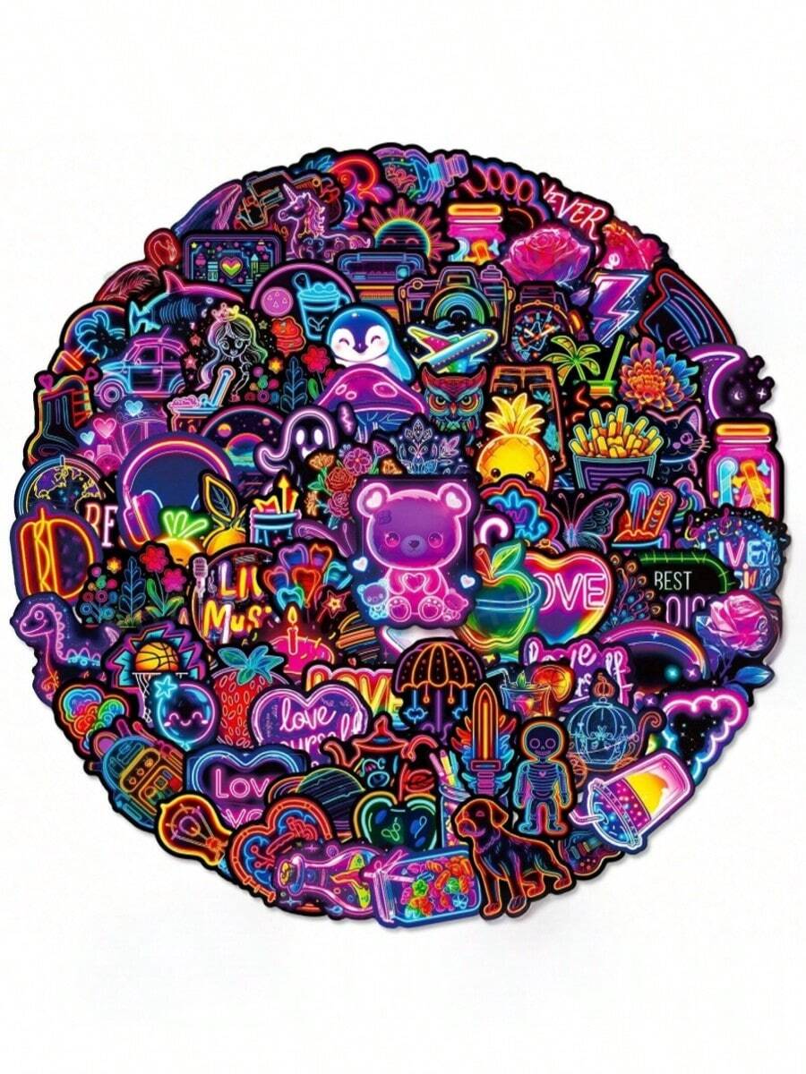50 piezas Pegatinas neón, pegatinas geniales para portátil, monopatín, diario, cuaderno, computadora, teléfono, taza, guitarra, decoración de equipaje, pegatinas impermeables y coloridas para adolescentes y adultos - Juguetes de Stitch, juguetes de viaje, juguetes de aula Fidget, juguetes de baño mini, papelería navideña, pelota antiestrés, regalos de cumpleaños, regalos de Navidad, regalos de Halloween, regalos de Nochebuena, regalos perfectos, regalos, juguetes, juegos