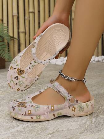 Women's Summer New Fashion Simple Cartoon Couple Anti-Slip Wear-Resistant Thick Sole Outdoor Beach Indoor Home Flat Sandals