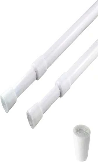 2 Pack Curtain Rod Adjustable 28-43 Inches,5_8" Diameter, White,Small Short Expandable Spring Loaded Tension Rods For Window, Bathroom, Cupboard,Kitchen
