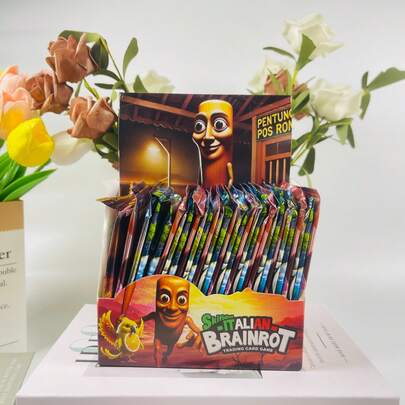 288 Stücke Tralalero Tralala und Tung Tung Tung Sahur Kartensammlung, Italienische Brainrot Rot Karten, Goldfarbene Blitz Rare Karten Set