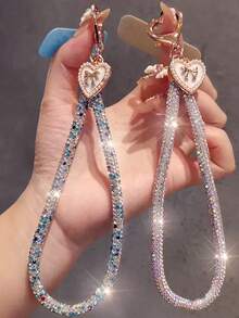 奢华水钻手机挂绳、腕带配件、短款别致蝴蝶和心形吊坠手链 - 彩色 - 查看 2