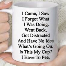1pcs Mug Coffee Cup, Small And Fresh Ceramic Tea Cup, Office Cup, Home Creative Water Cup, Suitable For Elderly People, With Humorous Quotes Ceramic Coffee Cup, With Ergonomic Handle And Lid Design - Large Easy-To-Grip Cup, Suitable For Elderly People, Men And Women - Ideal Birthday, Christmas, Valentine's Day Gift (No Assembly Required) - White With Black Letters - Humorous Gift, Tea/Coffee Cup, With "I Forget What I'm Doing" Quote - Suitable For Daily Use And Gifts - Smooth And Shiny Surface - 彩色 - 查看 9