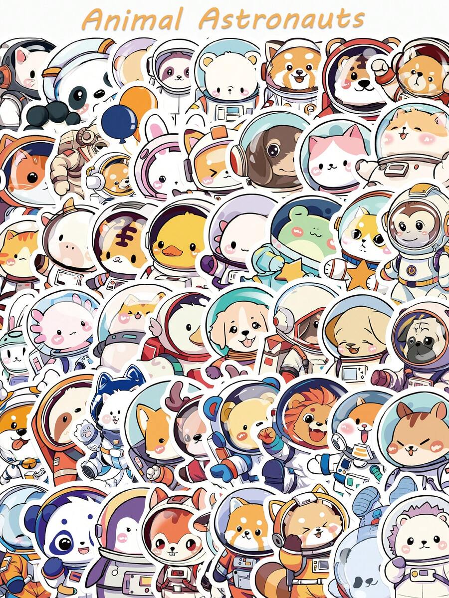 50 ملصق حيوان غامض رائد فضاء كرتوني جميل، ملصقات غرافيتي DIY لدفتر الملاحظات والجيتار والحقيبة والكمبيوتر المحمول والثلاجة، ألعاب مراهقين - متعدد الألوان - مشاهدة 1