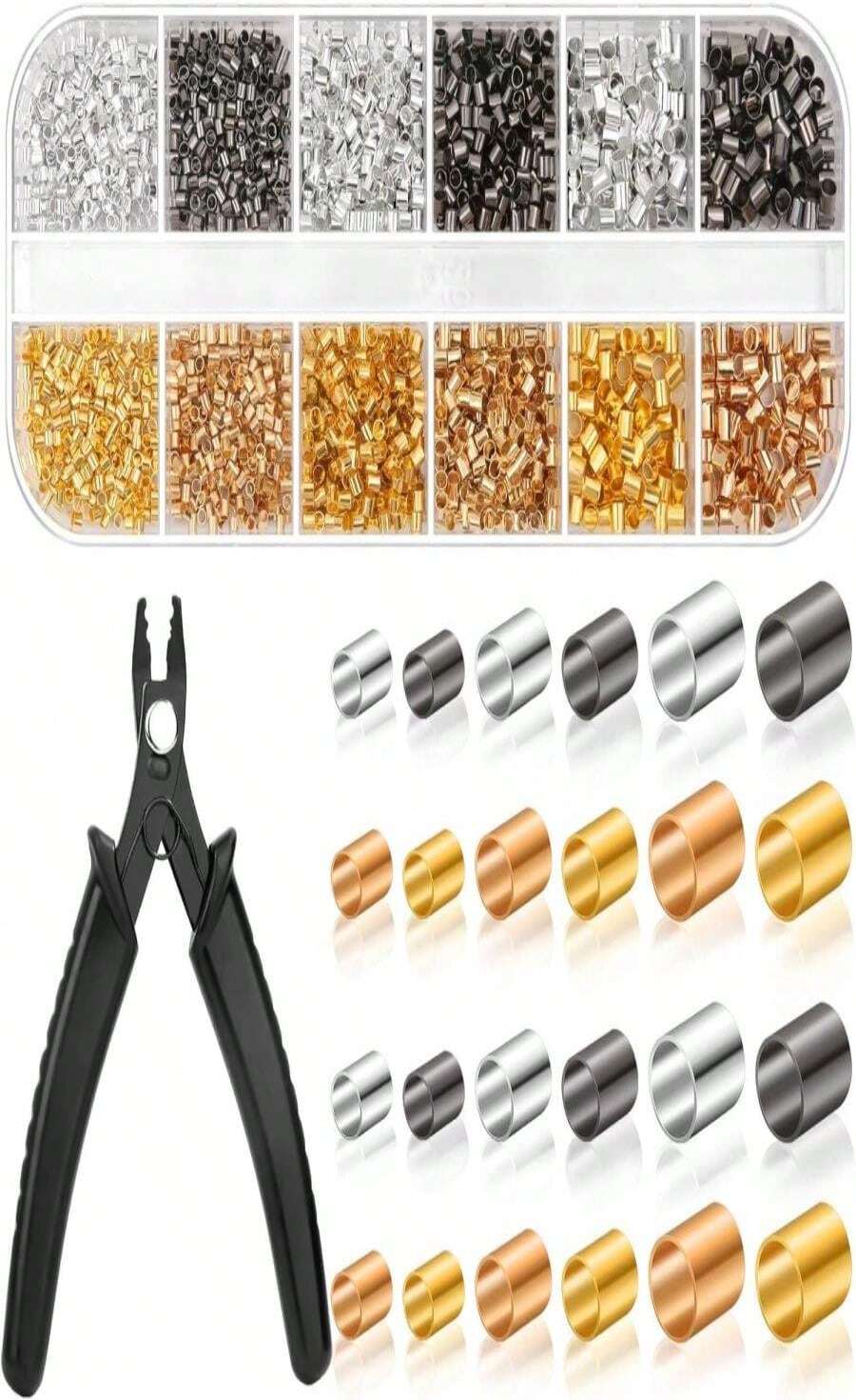 Thrilez Crimping Beads For Jewelry Making, 2200 Pieces Crimp Tubes With ...