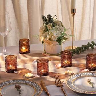 1/6/12 Pack Clear Glass Votive Candle Holders, Vintage Candle Holder Bulk, Tealight Candle Holders For Table Centerpieces, Home, Bridal Shower, Birthday, Christmas, Thanksgiving Party Table Decor
