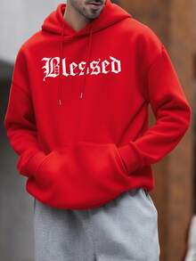 Krometka Áo Hoodie Nam Phong Cách Thường Ngày Đường Phố ONE WAVE với Họa Tiết Khẩu Hiệu Tiếng Anh, Thích Hợp Cho Mùa Thu/Đông - Đỏ - Xem 2