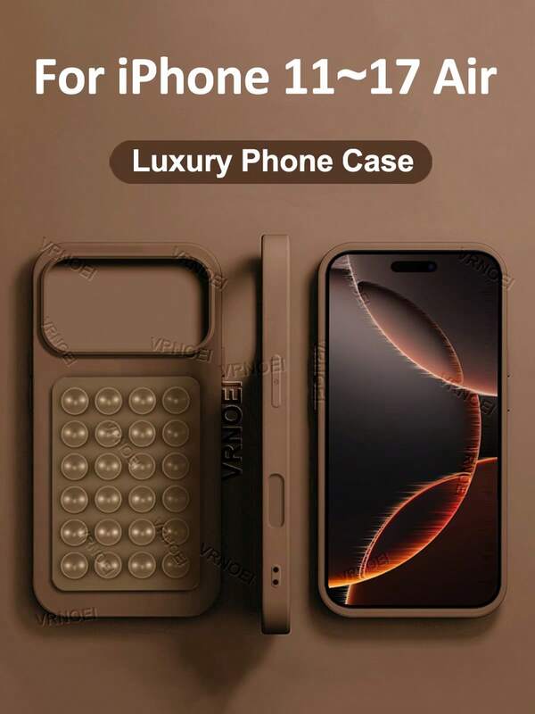 VOUVI VOUVI Étui de protection en silicone avec ventouse pour téléphone Compatible avec iPhone 17, 14, 12, 11, 13, 15, 16 Pro Max, 16, 15, 14 Plus, 16 E, 17 Air Couleur unie Affaires Minimaliste Luxueux Antichoc Accessoires de téléphone.