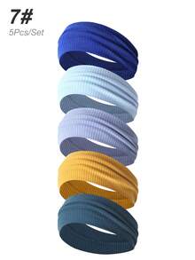 5 Stücke Unisex einfarbige & gestreifte vielseitige Sporthaarbänder, modische tägliche Radfahren Trainings Schweißbänder