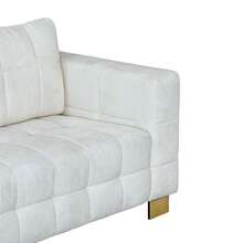 2pcs Living Room Sofa Chairs, Elegant Chenille Couch With Golden Metal Legs, Modern Comfy Upholstery Sofa With Removable Back Cushion Cover, For Apartment, Office, Lounge, Bedroom (Beige)