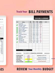 A New Journey Of 48 Months Of Financial Planning! This Bill Payment And Budget Tracking Program Includes A Monthly Financial Organizer Notebook To Help You Clearly Record Your Household Expenditure List. From Income To Expenses, It Provides A Comprehensive Overview, Carefully Made With High-Quality Paper Materials, And All-English Content, Providing You With Up To 48 Months Of Professional Financial Planning Support, Making Family Financial Planning Easy And Efficient.Flat Binding, No Spiral Coil, Easy To StoreSuitable For Home Financial Management And Gift Giving - 彩色 - 查看 4