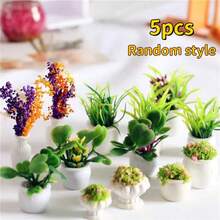 2/5/8 pièces Mini plantes en pot artificielles - Bonsaï et verdure florale factices réalistes, pots en résine, sans électricité nécessaire - Décoration multifonctionnelle pour maison de poupée, mini jardin