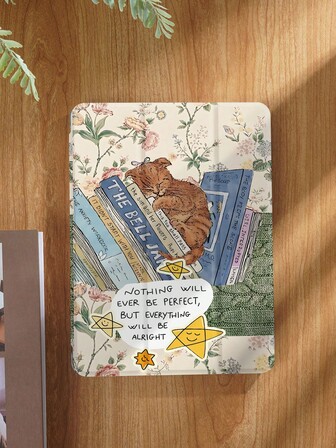 猫花拼贴图案平板电脑保护壳，兼容 iPad 9.7/10.2/10.5/10.9/12.9/Pro 11，第 10 代，兼容三星 Galaxy Tab S6 Lite 10.4 英寸，兼容 Kindle Paperwhite 第 12 代 2024、Kindle（第 11 代）2022 版、Kindle Colorsoft Signature 版，柔软防摔保护，智能支架/自动唤醒/睡眠