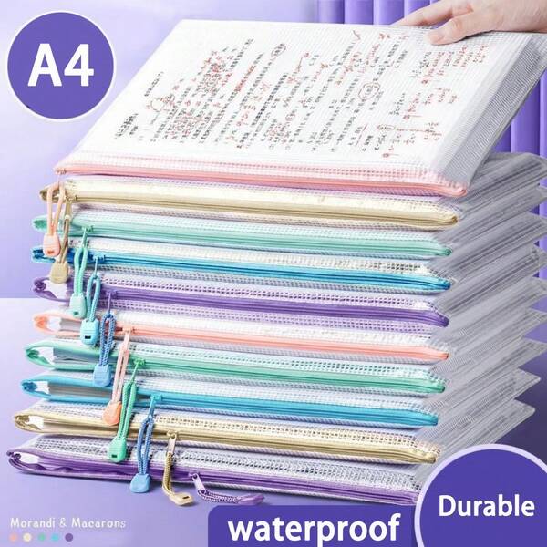 [Wasserdichte Mesh-Tasche] Wasserdichte Mesh-Tasche mit Reißverschluss; Aufbewahrungstasche zum Organisieren, A4-Größe, geeignet für Puzzle, Spiele, Schul- und Büromaterial, 33,5 cm, perfekt als Osterkorb-Füllung